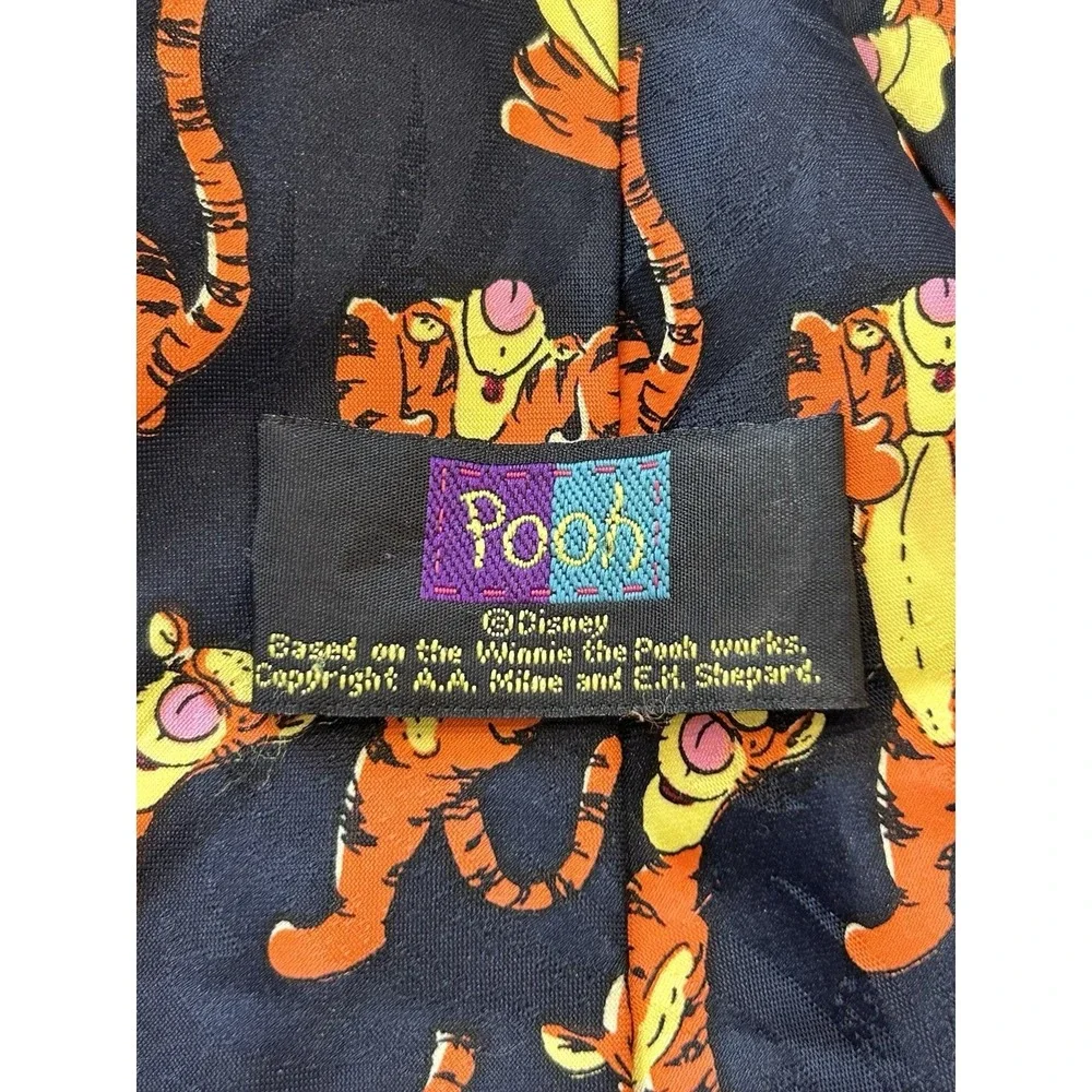 Vintage POOH‎ Disney Winnie The Pooh Tigger Patterned Navy Blue Men's Neck Tie